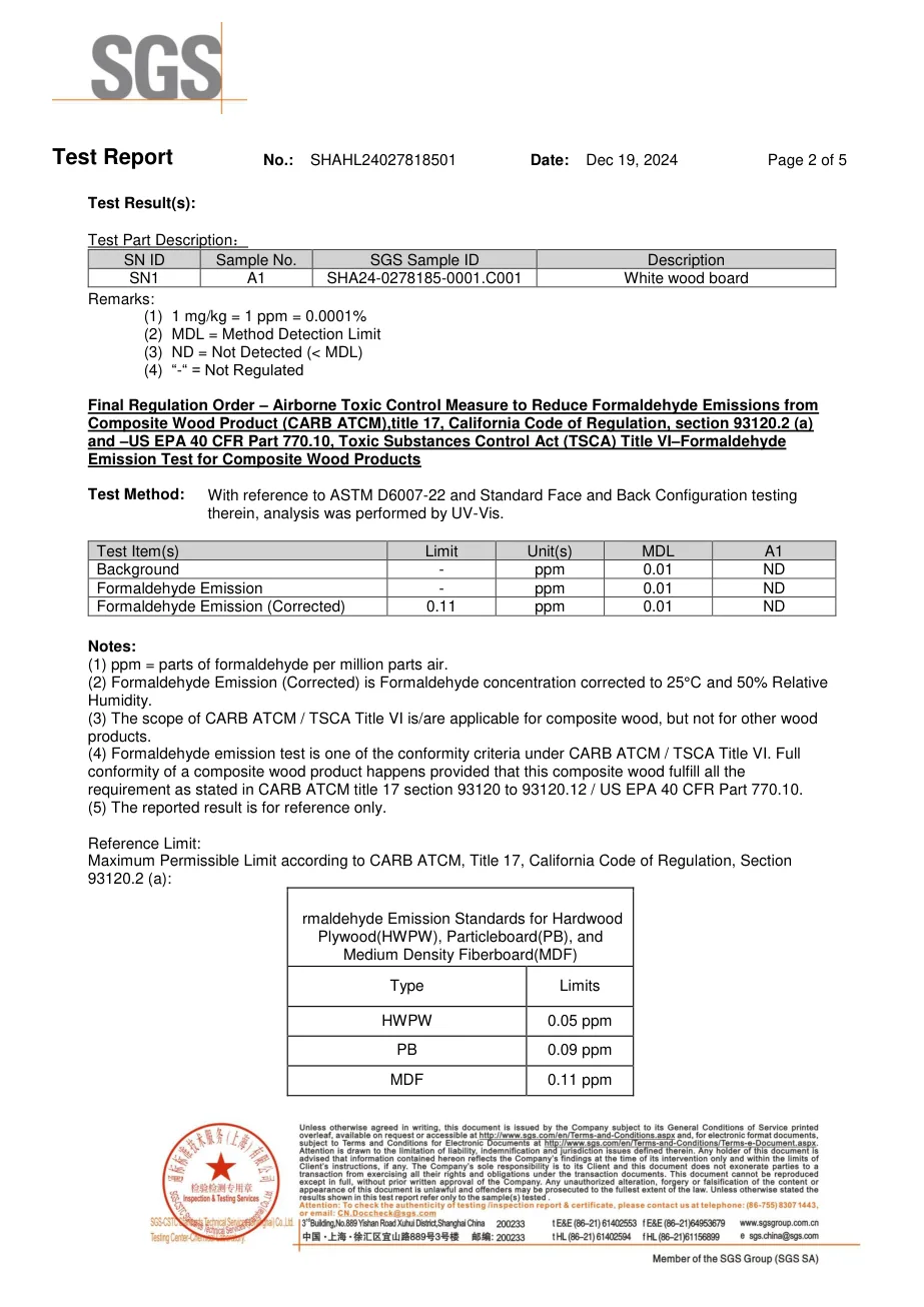 SGS test report preview page 2
