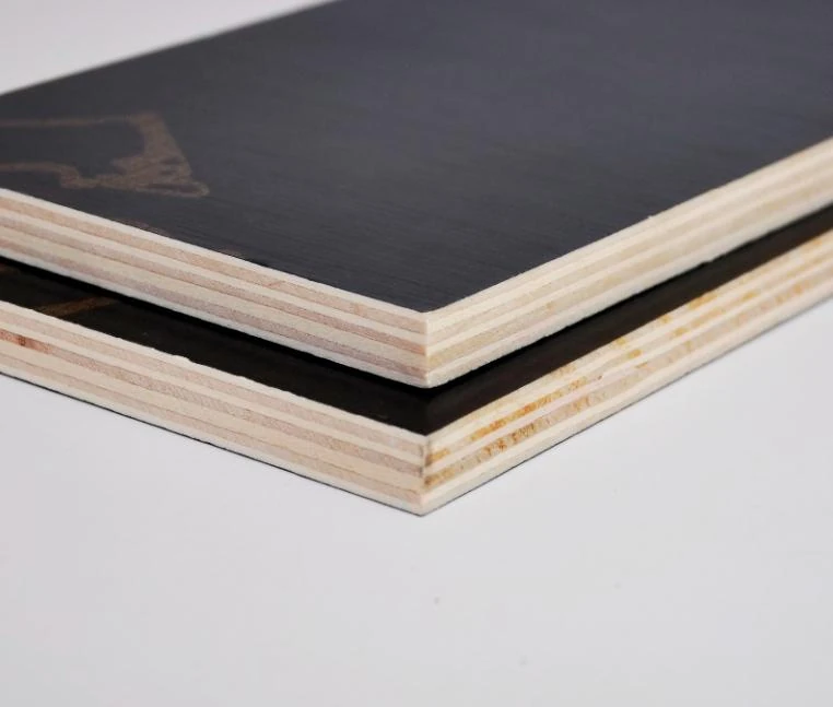 Film-faced plywood showing the layered cut edges