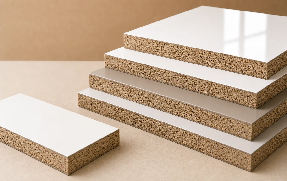 Materiales de tablero de partículas laminado con PET